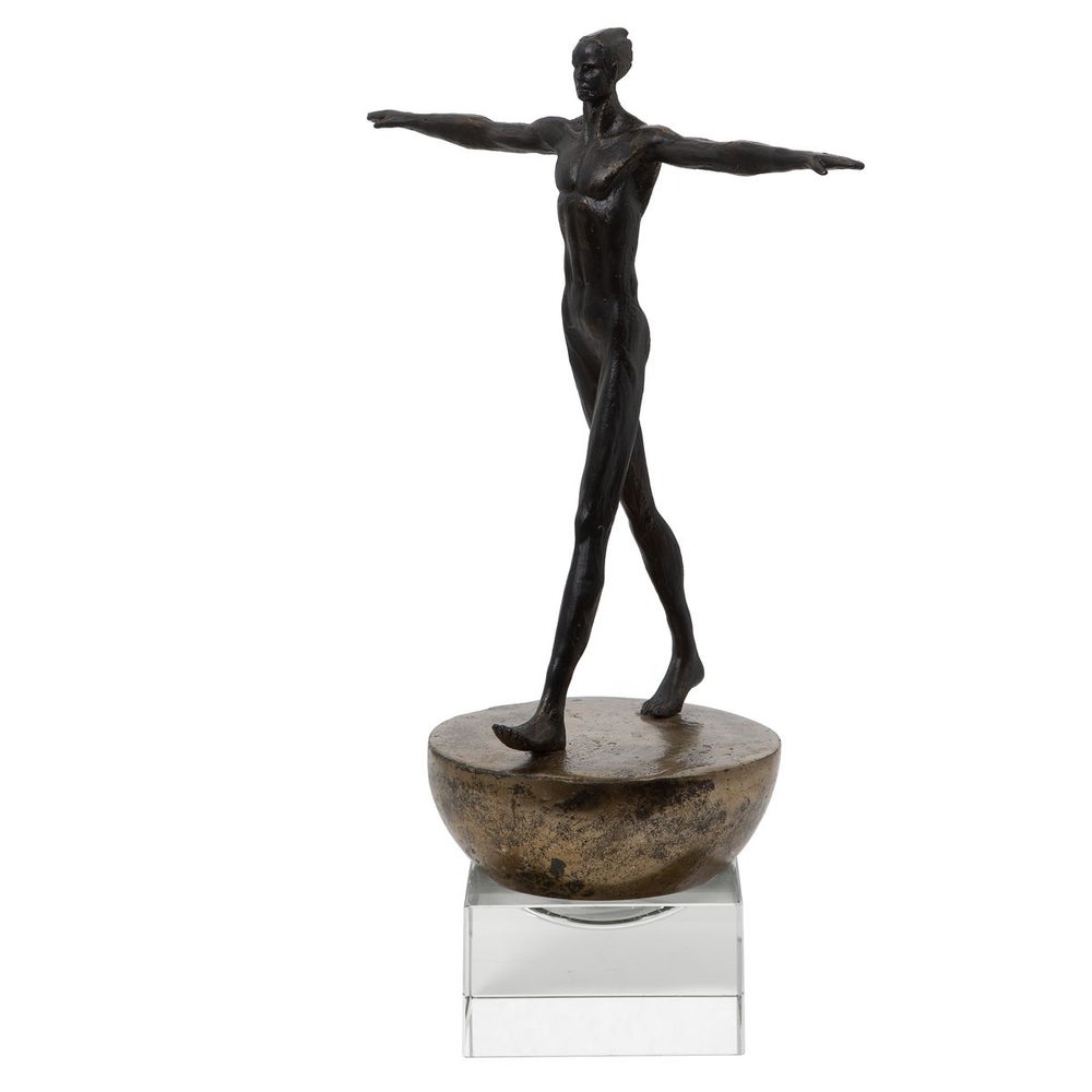 Man Finding Balance Sculpture – modern artistic figurine capturing strength and stability.