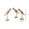 Set of 3 handcrafted wooden parakeet sculptures by HomArt, perfect for home décor accents.