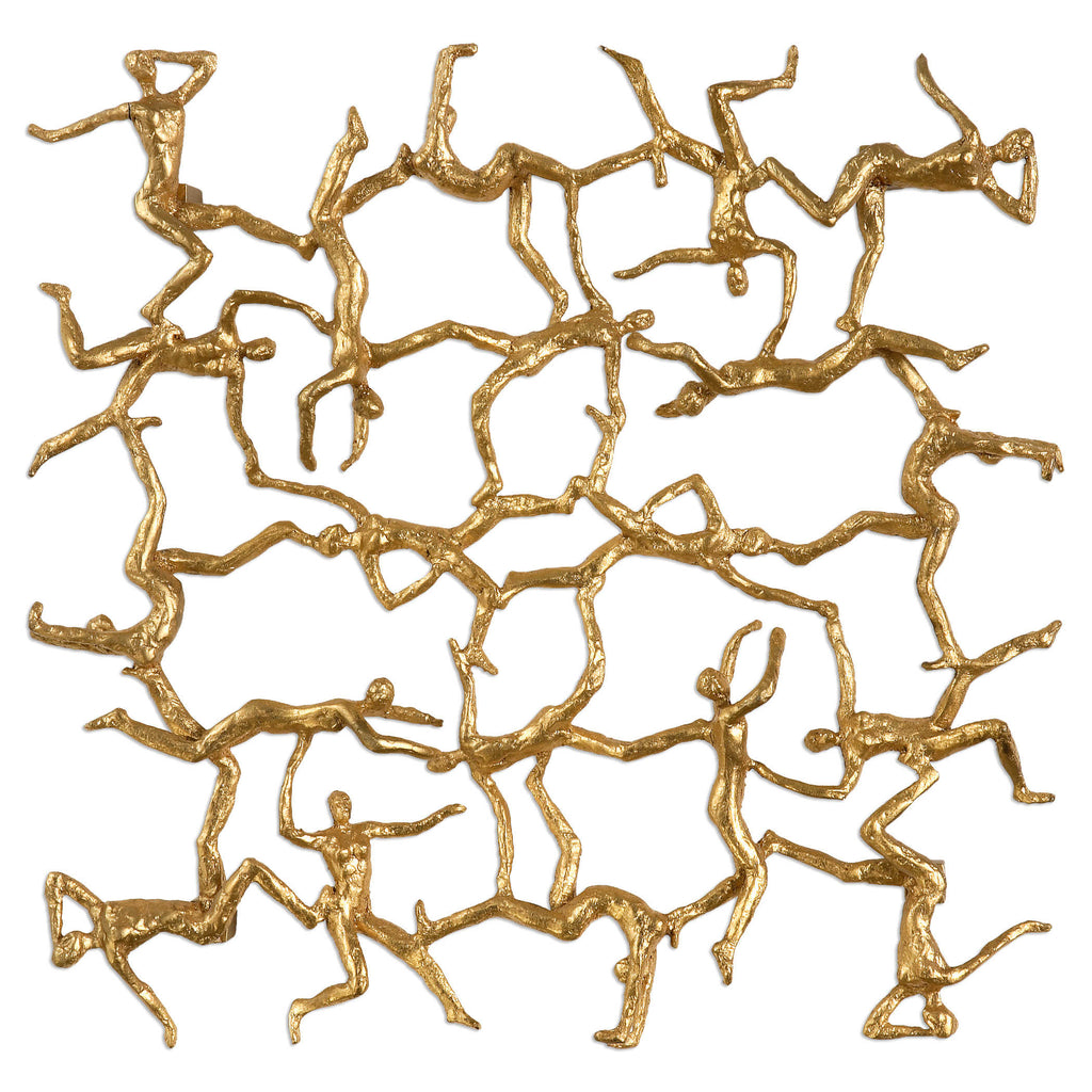 Gold gymnasts wall art square