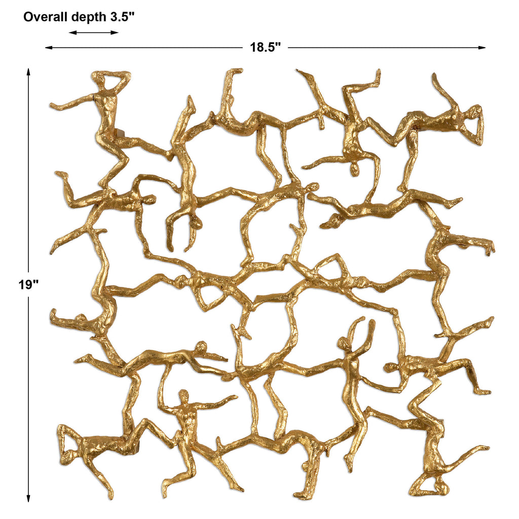 Gold gymnasts wall art square