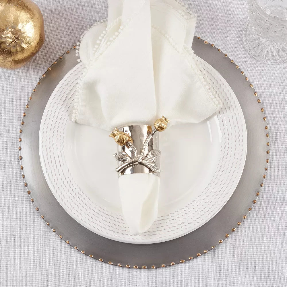 Gold Flower Hammered Napkin Ring At Home Designs of Delaware